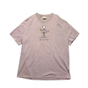 Vintage Life Is Crap Graphic T Shirt Mens XL Stick Figure Humor Dad Tee